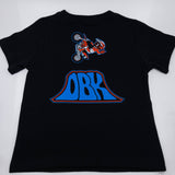 Toddler black T-shirt with back motorcycle rider and ORK ramp graphic