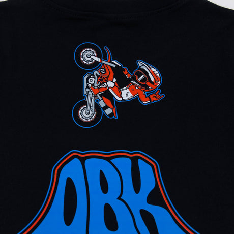 Toddler black T-shirt with close-up back ORK ramp and motorcycle rider print