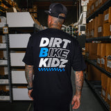 Black Balance Tee back view with DRV BIKE KIDZ logo print.