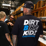 Black Balance Tee back view with DRV BIKE KIDZ logo print.