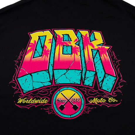 Black T-shirt back print: DBK graphic with round motocross emblem