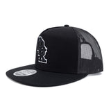 Black trucker cap with side mesh panels and white DBK 2Fifty logo on front