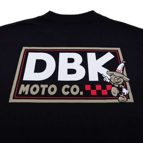 Black T-shirt with large DBK Moto Co. graphic logo on the back.