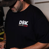 Black T-shirt with DBK Moto Co. logo printed on the chest.