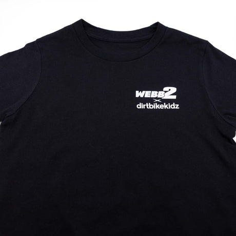 Black youth premium T-shirt with WEBB2 dirbikekidz logo on front
