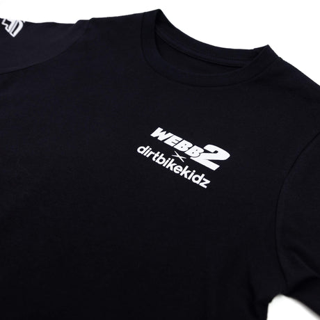 Black youth premium T-shirt with WEBB2 dirbikekidz logo on chest