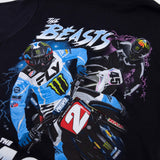 Black youth premium tee with close-up “Beasts” motocross rider graphic