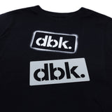 Youth black T-shirt with two dbk. stencil graphic decals on front
