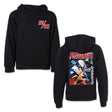 Youth black hoodie with front pocket and small chest logo graphic