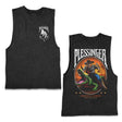 Two dark gray tank tops: one small logo, one large crocodile cowboy graphic