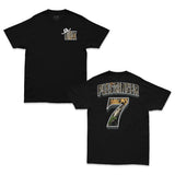 Black T-shirt front DBK logo and back Plessinger 7 graphic