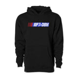 Black youth hoodie with AP7DBK logo graphic across the chest