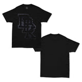 Pitch Black T-shirt set: one black with gray front graphic, one plain back