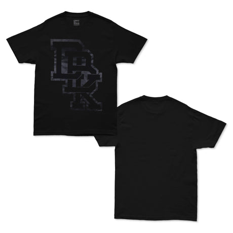 Pitch Black T-shirt set: one black with gray front graphic, one plain back