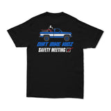 Black Safety Meeting tee with large back Dirt Bike Kidz Safety Meeting graphic