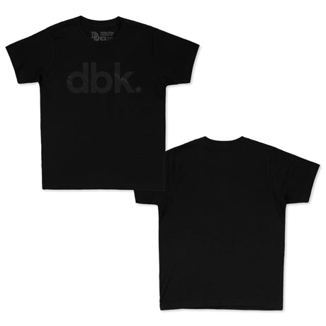 Youth premium tee pair: black tee with dbk. logo front, plain back