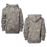 Youth camouflage hoodie with pullover hood and front kangaroo pocket, dbk logo.