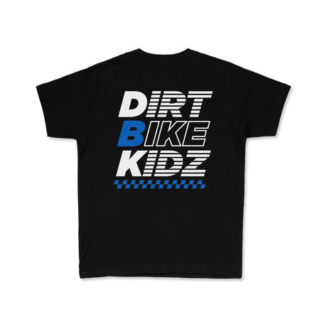Youth premium tee, black knit, centered DRT BIKE KIDZ graphic on the back