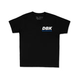 Youth premium tee, black knit, small DBK logo graphic on the chest