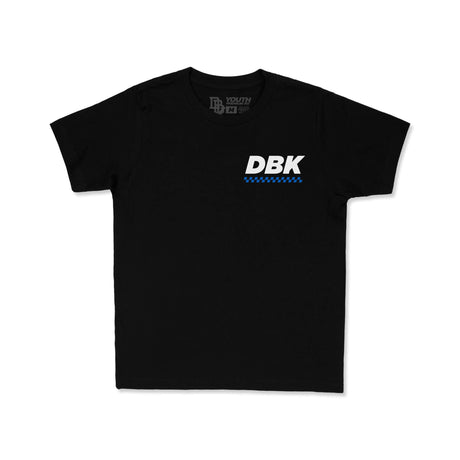Youth premium tee, black knit, small DBK logo graphic on the chest