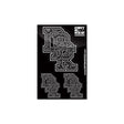 Bandana sticker pack sheet with black-and-white letter graphics, four stickers