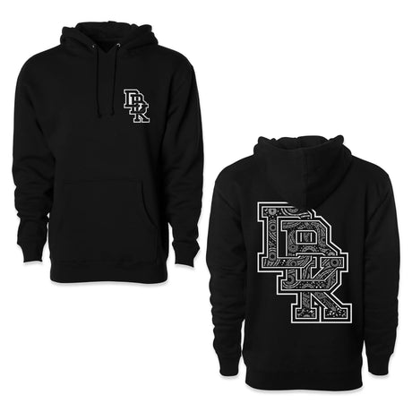 Bandana Hoodie, schwarz, vorne mit BR-Rucksacklogo und Kapuze mit Kordelzug