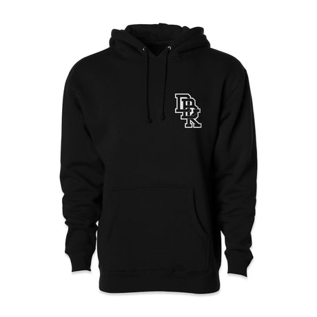 Bandana Hoodie, schwarz, Rückenansicht mit kleinem BR-Logo und Kapuze