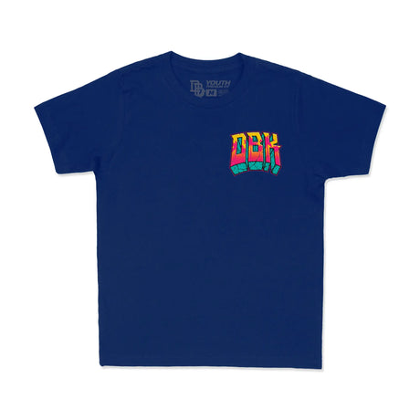 Youth premium tee navy blue with small multicolor DBK logo on chest
