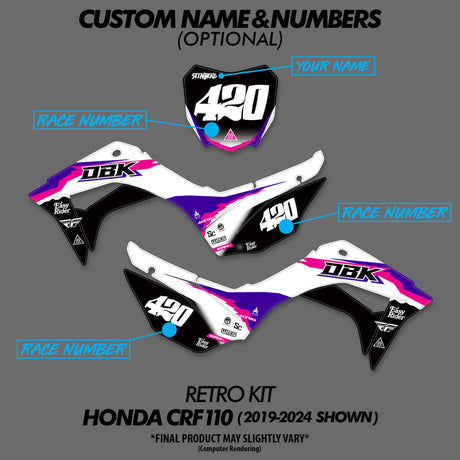Easy Rider retro kit custom name and number placement on graphics for pit bike