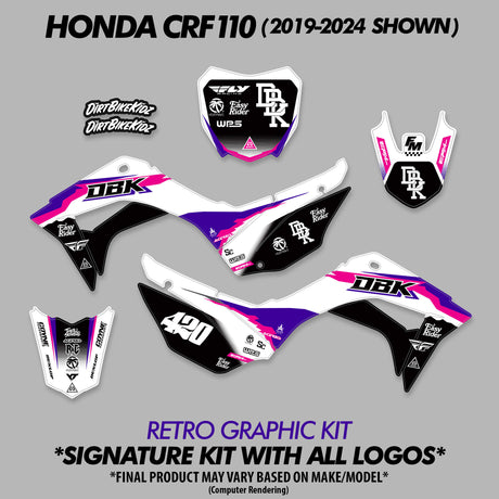 Easy Rider retro graphic kit decal set with matching purple and pink panels