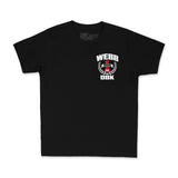 Black youth premium T-shirt with WEBB DBK 2025 small chest badge