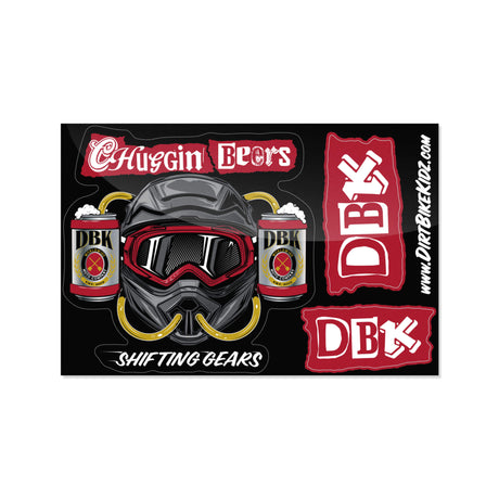 Sticker pack featuring racing helmet, DBK beer cans, and DRIB? DBK decal icons