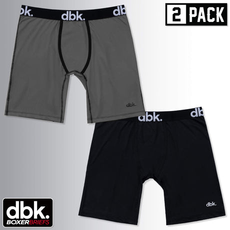 2er-Pack Boxer briefs: grau & schwarz, kurze Stretch-Unterhose mit breitem Logo-Bund