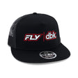 Black trucker cap with FLY and dbk logos on front