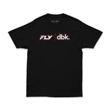 Black T-shirt with FLY dbk logo graphic on the chest