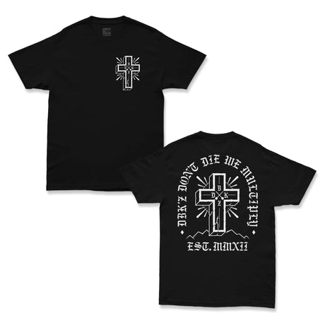 DBK'Z Multiply T-shirt: black tee with small cross emblem on front
