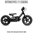 Black small-wheel bicycle with custom side graphics and decals, handlebar and headlight