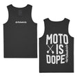 Dark gray tank top with 'dirtbikekidz' chest logo, sleeveless.
