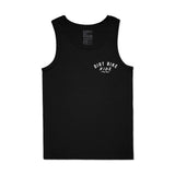 Black kids tank top back with small 'DIRT BIKE KIDZ' logo and size tag