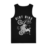 Black youth tank top with large Dirt Bike Kidz dirt bike illustration print