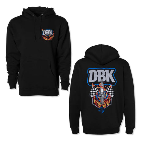 Wide Open Hoodie in black with DBK flame graphic on the front chest
