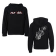 Youth black hoodie with FLY dbk logo on front chest and kangaroo pocket
