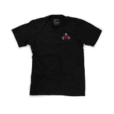 Black T-shirt with small chest graphic