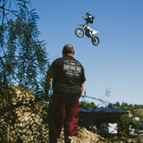 Black crewneck T-shirt with large back “DIRT BIKE KIDZ” graphic