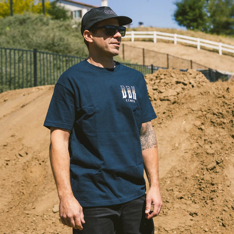 Navy Ghost Rider Tee with small chest RRH logo print and T.T.W.F.O.