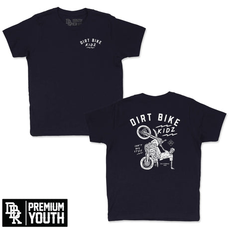 Navy youth premium tee with front logo graphic reading DIRT BIKE KIDZ