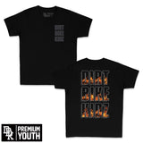 Black youth premium tee set with front logo and back graphic text DIRT BIKE KIDZ
