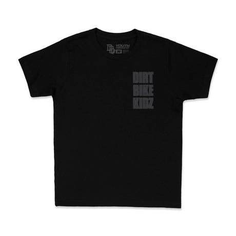 Black youth premium tee with small front print reading DIRT BIKE KIDZ
