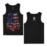 Black tank top front graphic and small back logo print