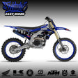 Blue and black dirt bike with Easy Rider graphics on side panels and front fender